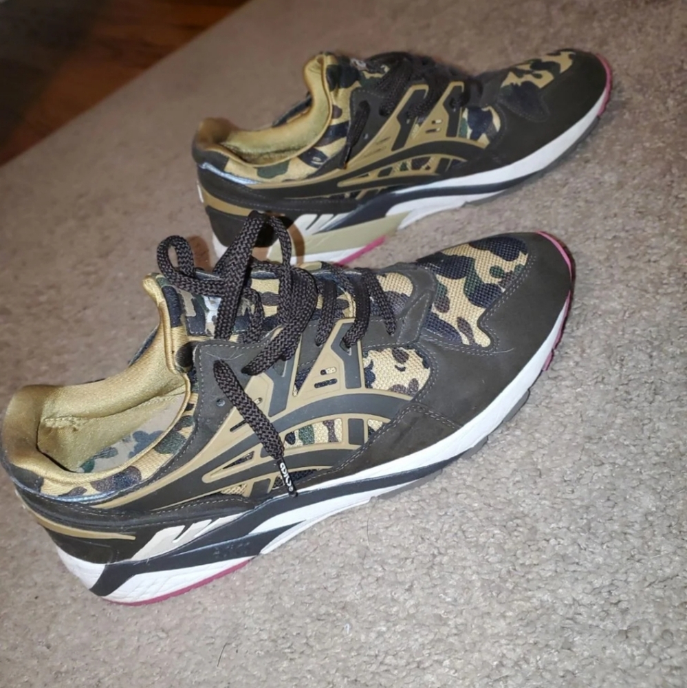 Bape Asics Gel Kayano Yellow Camo Sneakers